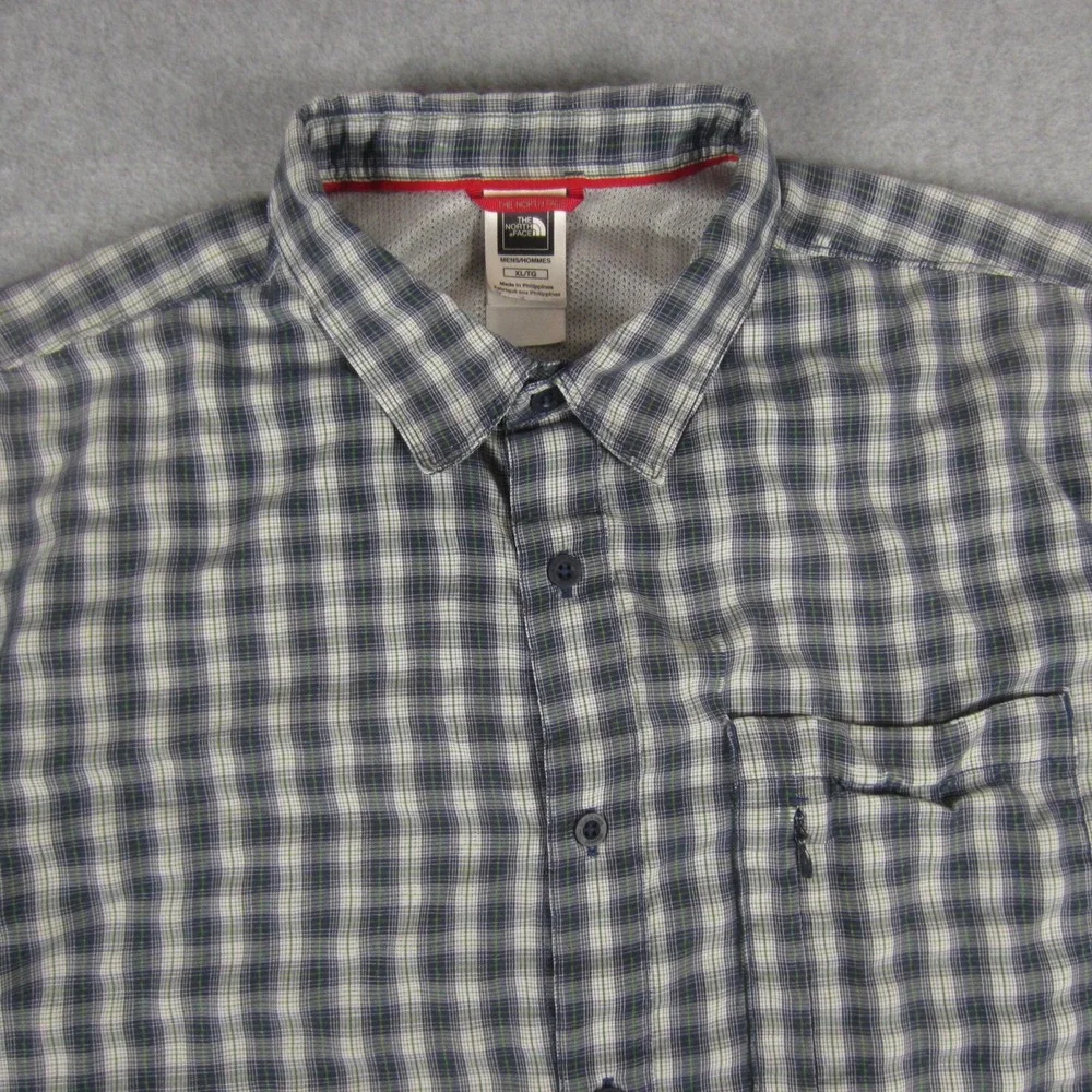 The North Face Shirt Mens XL Blue Tartan Plaid Short Sleeve‎ Lightweight Pocket